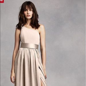 Vera Wang champagne one shoulder dress